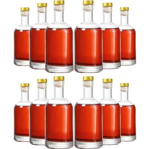 Clear Glass Bottles 12 oz - 375ml [Pack of 12] for Beverages Drinks Oil Vinegar Kombucha Beer Water Soda with Cork Stopper Airtight Lid