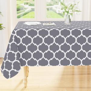 Smiry Rectangle Table Cloth, Waterproof Vinyl Tablecloths with Flannel Backing for Rectangle Tables, Wipeable Spillproof Plastic Tablecloth for Dining, Camping, Indoor and Outdoor (60"x120", Grey)
