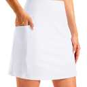 G Gradual Women's 18" Long Swim Skirt with Pockets High Waisted Modest Swimsuit Tummy Control Bathing Suit Bottoms for Women (White, XXXL)