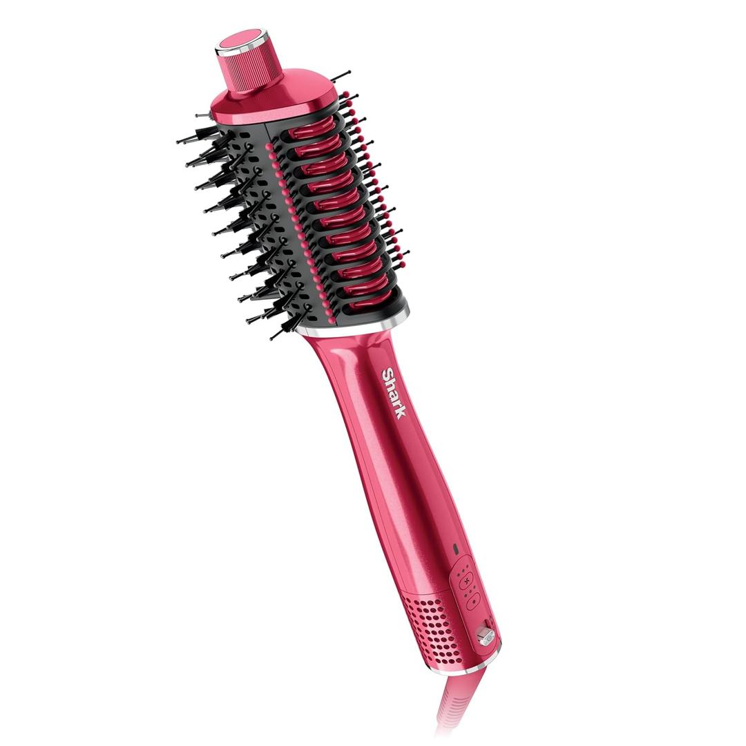 Shark Glossi 2-in-1 Hot Tool and Air Glosser | Ultra-Fast, Ultra-Glossy Blowouts at-Home | Heat-Controlled Ceramic, Curly, Coily, and Color Friendly | Raspberry | HT302BP