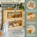 Corner Bread Box for Kitchen Countertop - New 2026 Design, Vintage Bamboo Wooden BreadBox, Large, Double Layer Storage for Homemade Bread, Sourdough, Panera, Under Cabinet Organizer