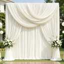 12ft x 10ft Wrinkle Free Ivory Backdrop Curtains for Parties, Silky Ivory Photo Backdrop Drapes 12FT Long Back Drop Cloth for Wedding Birthday Photography Background Decor
