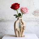 Artistic Wood Glass Vase,Wooden Base Cylindrical Flower Vase,Classic Boho Rustic Style for Fireplace Bedroom Kitchen Living Room Centerpieces Office Desk (Tall Vase)