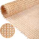 24" Width Natural Cane Webbing 5Feet, Rattan Webbing Roll for Caning Projects, Woven Open Mesh Cane for Furniture, Chair, Cabinet, Ceiling, Bed