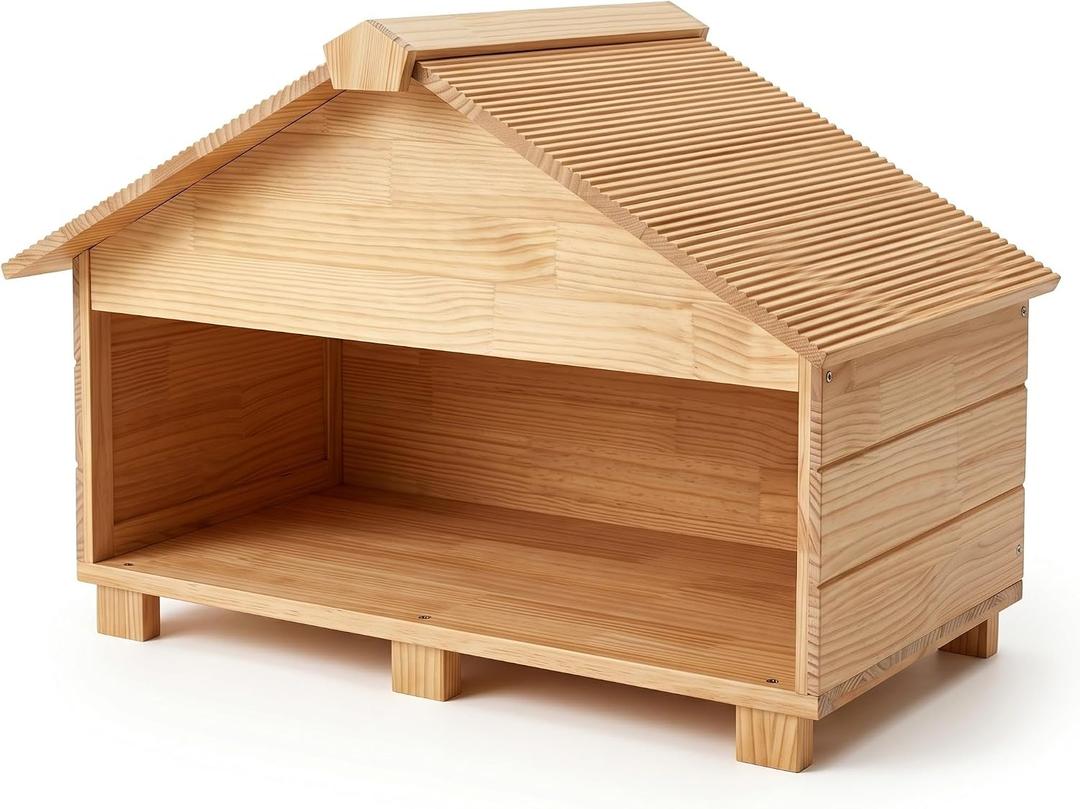 Outdoor Wooden Cat House Waterproof Large Cat Shelter for Outside Shade & Rain Protection Elevated Feral Shelter with Eaves Outdoor Enclosure Weatherproof Cats House for Stray Cats Backyard Use