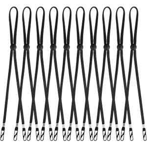 10 Pcs Removable Chin Cord Windproof Hat Strap Clips Anti-Lost Cap Strap Clips for Golfing Boating Fishing Hat Outdoor (Black)