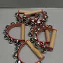 Yeshone 6 Pieces Christmas Sleigh Bells Instrument Jingle Bell Instrument Caroling Handheld Jingle Ring Sleigh Musical Wooden Handle for Christmas Valentines Crafts Decor