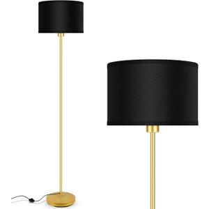 Gold Floor Lamps for Living Room, Modern Bright Standing Lamp, Black Lamp Shades, Foot Switch, Simple Pole Lamps Corner Lamp for Bedroom,Office, Living Room, Den, Black Living Room Lamp (No Bulb)