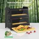 SNTD Bread Box - Kitchen Countertop Bread Storage Container with Bamboo Cutting Board, Adjustable Vent Hole Dials, Black