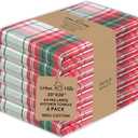 Urban Villa Christmas Kitchen Towels 100% Cotton Dish Towels for Kitchen (Set of 6) 20x30 Dish Cloths Absorbent Kitchen Linen Set with Hanging Loop Perfect for Drying Dishes Cleaning  Christ Check
