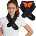 Neck Heating Pad for Pain - Heated Neck Wrap with Electric Massager, Cordless Heating Pad for Neck with 660nm & 850nm Red Light, Heated Neck Brace, 3000mAh, 3 Levels Heat & Massage