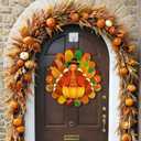 3 x 3D Thanksgiving Turkey Door Decoration, Maple Leaf Turkey Door Decor, Autumn Thanksgiving Themed Party Supplies 12.3 11.5 in