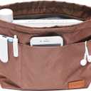 iN. Purse Organizer Insert with Zipper, Nylon Fabric Storage Bag with Handles, for Womens Handbags & Tote bags, Neverfull, Lightweight Small Sized Brown