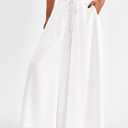 BTFBM Wide Leg Palazzo Pants for Women Casual Flowy High Waist Trousers 2025 Fall Summer Boho Beach Vacation Clothes (White, S)