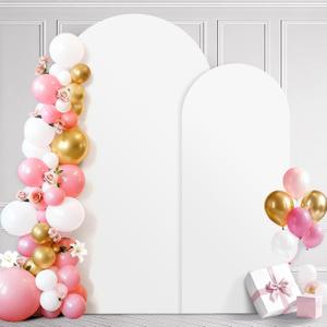 Ledido Wedding Arch Backdrop Cover 6FT 7.2FT Arch Covers 2Set Fitted Stretchy Spandex Round Top Stand Backdrop Cover for Wedding Banquet Ceremony Birthday Party Baby Shower Event Decoration,White