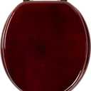 Toilet Seat, Solid Wood, Rubber Wood, High Gloss Finish, Mahogany Red, PIKLiDS (Round)
