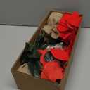 Christmas Decorations 20 Inch Pre-Lit Artificial Poinsettia Plant - 50 LED Lighted Faux Poinsettia Flowers Potted (Red,2 Pack)