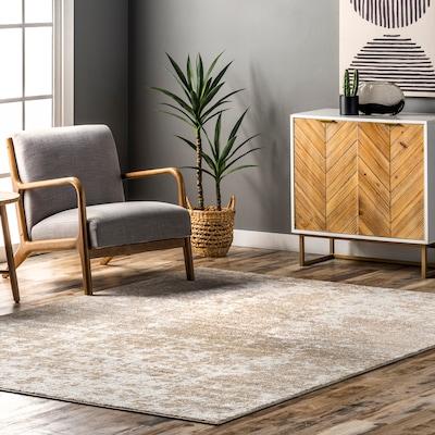 nuLOOM Smoky 8 x 10 (ft) Loomed Beige Rectangular Indoor Abstract Area rug