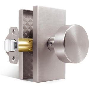 Door Knobs Interior Brushed Nickel, Modern Passage Satin Nickel Door Knob Door Handles for Hall and Closet