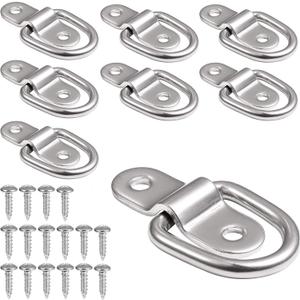 304 Stainless Steel D-Ring Tie Down Anchor 1/4 Inches Heavy Duty Lashing Surface Floor Mount for Safe and Secure Hauling (8-Pack)