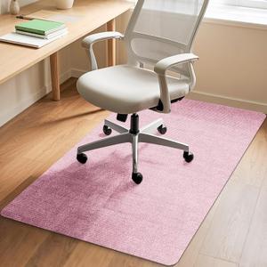 Durable Non-Slip Office Chair Mat for Hardwood Floors, 48"x36" Large Tile Floor Protector, Anti-Scratch Thick Heavy-Duty Recyclable Gliding Desk Mats for Computer Rolling Chairs, Pink
