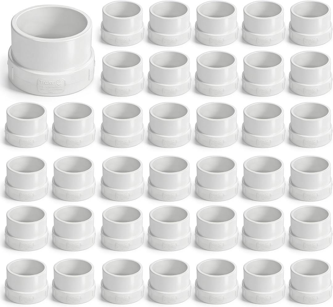 SUPPLYGIANT (50 Pack) 2 Inch PVC DWV Cleanout Adapter with C.O. Plug Slip x Female Pipe Thread (FPT) Fitting for Drain, Waste & Vent Systems, White