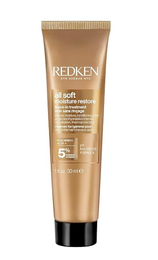 Redken All Soft Moisture Restore LeaveIn Treatment | Hyaluronic Acid Primer| Hair Treatment for Dry and Brittle Hair | Humidity, Heat and Frizz Protection | For Soft and Smooth Hair | 1.0 Fl Oz