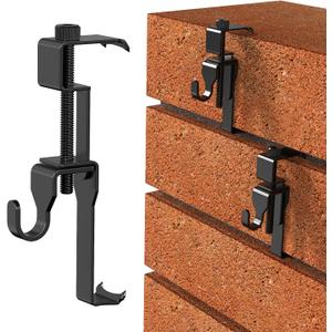 Stainless Steel Brick Wall Clips, Brick Hooks Clamp Outdoor Heavy Duty 1-3/4" to 2-1/2" Brick Hook Brick Hangers No Drill, 6 Packs