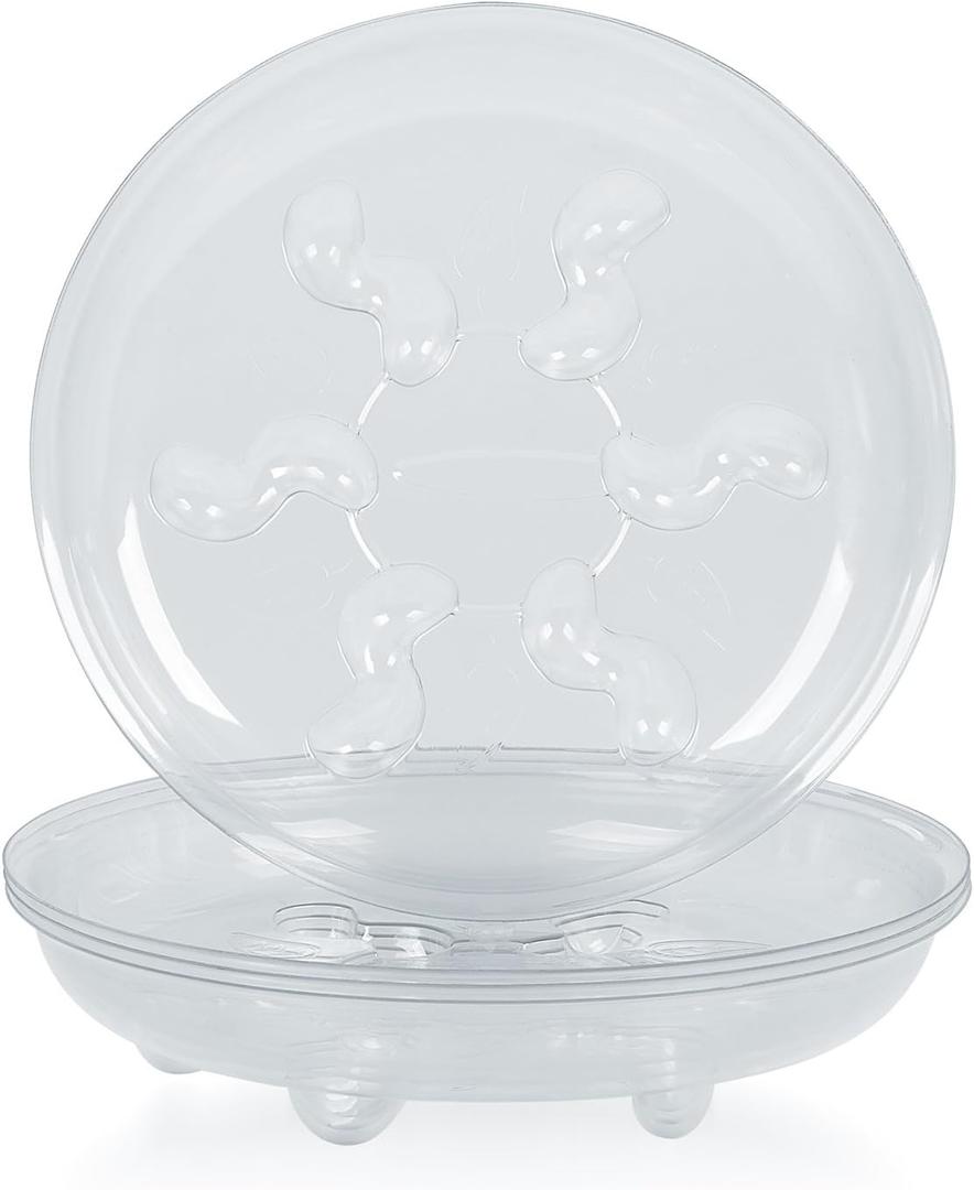 Idyllize 5 Pieces of 6 Inch Clear Thick Plastic Heavy Duty Sturdy Plant Saucer Drip Trays for pots (6'')
