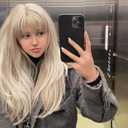 LANOVA Pale Ash Blonde Wigs with Bangs Synthetic Blonde Wig Glueless Wavy Wigs Long Light Blonde Wig 22 inch LANOVA-161