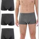 Mens Incontinence Underwear Washable Leak and Odor Protection 60ml Absorbency Covered Waistband Boxer Briefs 3 Pack (3 Dark Gray,4 XL)