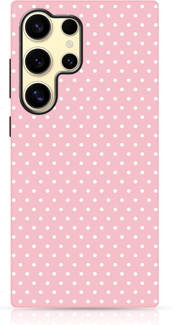 Owncase for Samsung Galaxy S24 Ultra Case Cute Fashion Polka Dot Phone Case for Women Girls Shockproof Slim TPU and Hard PC Protective Cover, Pink