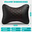 Set of 2 Quilted Faux Leather Car Headrest Pillow, Black Case/Black Threading, Ergonomic Neck Support for Comfortable Driving (Tan Base/Beige Thread)