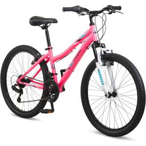 Cavern Mountain Bike for Youth or Adult Boys Girls, 7 or 21-Speed Twist Shifter Options, 20/24/26-Inch Wheels, 11 to 17.5-Inch Steel Frame, Front Suspension, Kickstand Included (Pink)