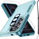 for Samsung Galaxy S26 Ultra Case with Screen Protector+Camera Lens Cover,Military Grade Heavy Duty Shockproof Phone Cover with Wrist Lanyard Strap for Samsung S26Ultra,Mint Green