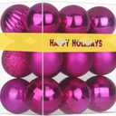 Fuchsia 2.5" Christmas Balls Christmas Tree Decoration Ornaments Shatterproof Hanging Balls for Birthday Halloween Holiday Wedding Decorations Set of 18pcs