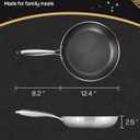 Lorchy Home 12" Hybrid Nonstick Frying Pan, Large Stainless Steel Ceramic Nonstick Skillet, Non Stick Pan for Family Meals & Steak, Stay-Cool Handle, Induction Compatible, Oven Safe