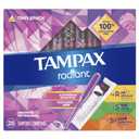 2 x Tampax Radiant Tampons Trio Pack Regular/Super/Super Plus Absorbency, Unscented, 28 Count