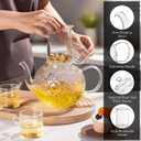 Glass Teapot with Removable Infuser-1500ml Clear GlassTea Pot for Stovetop, Borosilicate Microwave Safe Glass Tea Kettle and Tea Maker for Blooming & loose Tea
