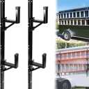 JY PERFORMANCE Side Mount Ladder Rack For Trailer, Adjustable Heavy Duty Steel Ladder Rack for Open/Enclosed Trailer Exterior Wall, 2 Ladders 300 LBS Capacity