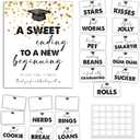 2 x Graduation Candy Buffet Labels, Golden Food Signs for Class of 2026 Table Decors, Graduation Candy Bar Dessert Label for Grad Party Supplies Decorations - A Sweet Ending to A New Beginning (A02)