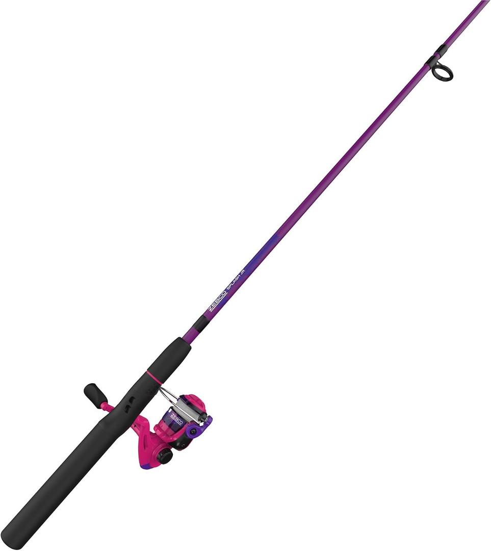 Zebco Splash Junior Spinning Reel and Fishing Rod Combo, 4-Foot 2-Piece Fishing Pole, Changeable Right- or Left-Hand Retrieve, Pre-Spooled with 6-Pound Zebco Line