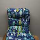 Pillow Perfect Outdoor/Indoor Hooked Lagoon Tufted Loveseat Cushion, 44" x 19", Blue