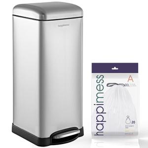 happimess Betty 8 Gal Step Trash Can Soft-Close Lid, Platinum Silver