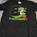 Super Mario Yoshi 8th Birthday Action Portrait T-Shirt, S, Black