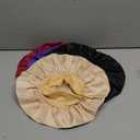 4Pcs Satin Bonnet Silk Bonnet, Hair Bonnet for Sleeping, Elastic Wide Band Silk Sleep Cap, Soft and Breathable (Black Red Purple Gold)