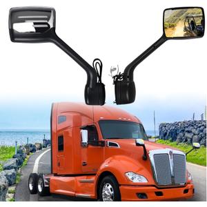 Chrome Hood Mirror Assembly with LED Light Replacement for 2013-2019 Kenworth T680,Semi Trucks Kenworth T680 Accessories,Driver and Passenger Side