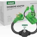 RVGUARD Overload Protector 30 Amp to 50 Amp RV Adapter Cord with Circuit Breaker, NEMA TT-30P to NEMA 14-50R Electrical Power Adapter with LED Power Indicator, 18 Inch, Green, ETL Listed