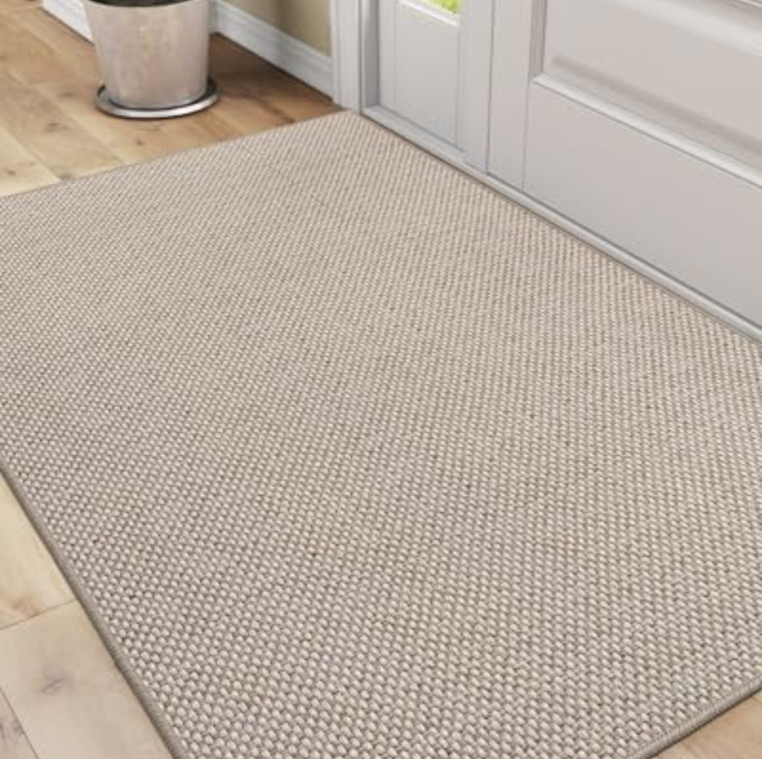 DEXI Indoor Door Mat 32x48, Washable Entrance Mats with Non Slip Rubber Back, Ultra Thin Entryway Mats Absorbent Dirt Carpper Front Back Doormat for Entry Floor Inside Home, Beige