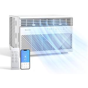 Comfort Zone Window Mounted Smart Wi-Fi Room Air Conditioner with Remote Control, 8,000 BTU, Digital Display, 4 Speed Settings, 4 Mode Settings, 24-Hour Timer, Sleep Setting, and Eco Mode, CZ12758